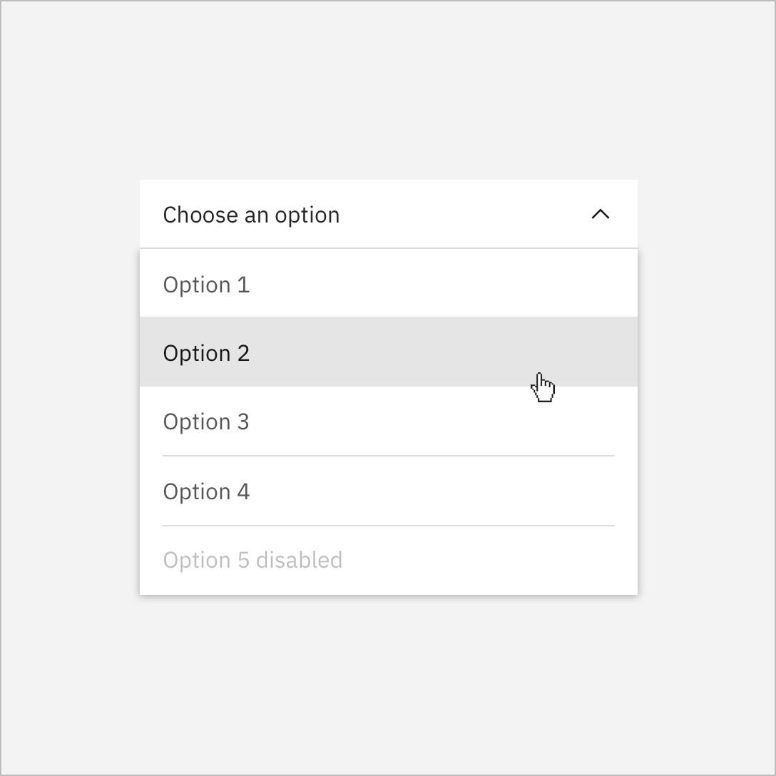 White dropdown on a Gray 10 background.